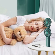 [당일발송] 듀얼팬선풍기 대용량 4000mAh 휴대용선풍기 접이식 탁상용 손풍기 저소음 핸드형 회전, 블루