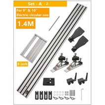 범용 원형 톱 트랙 아큐 컷 가이드 레일 직선 절단 및 45 도 모따기 액세서리 1.4 m 2.8m, 1.4M with 9in base