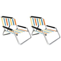 Neso 해변 의자 2팩 | 어깨끈과 슬립 포켓이 있는 방수 | 얇게 접힘 (코랄 레귤러), Vintage Stripes