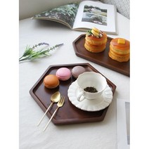 우드 육각 긴팔각 다과 디저트 트레이 쟁반 서빙 식탁 테이블 탕비실 소품, 단일사이즈