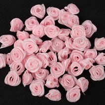 미니조화 100 cm 믹스 컬러 새틴 플라워 헤드 로제트 걸스 부티크 미니 헤어 보우 헤드웨어 DIY 의류 공예 B0106 50 개/1.5 개, 03 Pink 50pcs