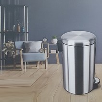 각종영업장용 부드러운 개폐 무소음 원형 스텐 페달휴지통 20L, 페달 휴지통 20L