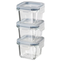 IK3010 이케아 IKEA 365+ 이케아 365+식품보관용기+뚜껑 사각/유리 3개 180 ml, IK3010식품보관용기3개