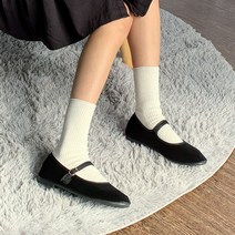 [255빅사이즈/당일발송] 베르 벨벳 메리제인 스트랩 플랫 슈즈 1.5cm