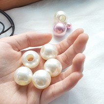 20mm 고광택 큰구멍진주 스트랩 헤어끈만들기재료 액세서리DIY 진주알, 민트 10개