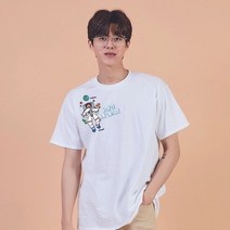 키밍 우주 탐험가 귀여운캐릭터티 면반팔티