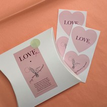 하트 선물포장 스티커 발렌타인데이 화이트데이 포장 스티커, 사각재단스티커(50매)