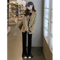 여성 카키색 정장 코트 상의 자켓 오피스룩MJS23020201