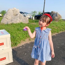 애정 카라 민소매 데님 원피스 아동복 아동원피스 여아원피스 여아옷 키즈원피스 여자아동복 여아의류 아동여름 자매룩 쌍둥이룩