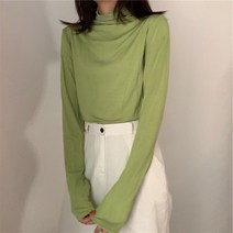 긴팔 이너셔츠 겨울 가을 유행 CEC 반 폴라넥 여성 트렌드 슬림핏 키치한 긴소매 상의 이너웨어 3798479570