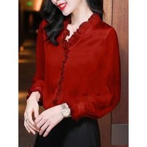결혼식블라우스 레이스 정장블라우스 여성블라우스 빅사이즈 오피스룩 쉬폰블라우스