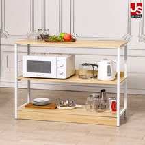 JS리빙 홈바 테이블 식탁 수납장 조리대 싱크대 좁은 주방 거치대 렌지대 선반 확장형 높은 카페 아일랜드 정리대 간이 밥솥 부엌 수납 오픈형 원목 보조 진열장 83X100X34, 밀란 키친테이블*1개