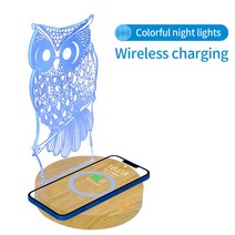 밤빛 무선 충전동 스탠드 도크 핸드폰에 용 Led 램프 책상 USB 역, 01 owl wireless charger