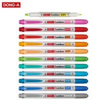 동아 트윈라이너 소프트 형광펜 가는촉 굵은촉 양면, F05 옐로우