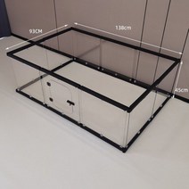 강아지 투명 울타리 탈부착 펜스 캠핑 케이지 철장 애견, 블랙10개(길이138x폭93x높이45)