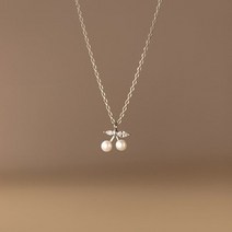 에르모사제이 N046 체리 진주 큐빅 팬던트 실버 925 은 목걸이