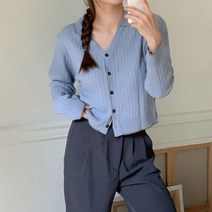 러블리감성 / 소림 크롭 숏 꽈배기 가디건