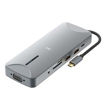 13 In 1 MST USB C 허브 c형-듀얼 4K HDMI 호환 VGA 기가비트 이더넷 어댑터 무선 고속 충전기 스테이션, 02 Grey