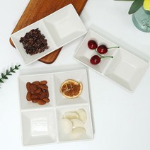 도자기 사각 2칸 4칸 나눔접시 3P세트, 1개