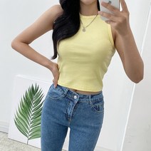 아담블링 / 날씬슬림핏 크롭 홀터넥 나시
