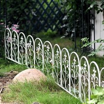 철제 정원 울타리 펜스 3P 화단 소품 꾸미기 유럽풍 마당 안뜰 전원주택, 아이보리 흰색