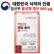 닥터루템 액티브 메틸 폴릭 800 활성형 활성 엽산_임산부 건강 챙기세요_사은품 증정, 500mgx30정(15g), 1개
