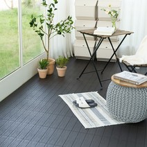 자취생활연구소 촘촘한 조립식 베란다 테라스 바닥 마루 데크 타일 바닥재 [4ea/ 9ea+ 보조블럭 12ea/ 18ea + 보조블럭 24ea], 차콜