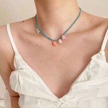 아크릴 체인 플라워 목걸이 프랑스 은방울꽃 목걸이 초커 스타일