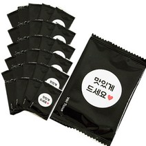 도나앤데코 개별포장물티슈 블랙 + 맛있게드세요 원형스티커, 30개입, 1세트