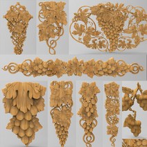 목공 조각기계 포도 덩굴 STL 3d 모델 구호 CNC 라우터 조각사 기계 릴리프 Artcam 갈망 나무 장식 10 개, 한개옵션0