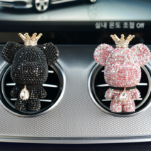 블링디어 큐빅세트(1+1) 베어브릭 고급 차량용 방향제, 큐빅세트(실버+실버), 블랙체리, 리필킷1팩(향3개)