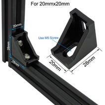 사각 각관 각 파이프 조인트 알루미늄 아연 스텐 10pcs 25pcs 2020 블랙 슬롯 6mm 코너 앵글 l 브래킷 고정 커넥터 알루미늄 프로파일 액세서리, 20대-블랙 24개