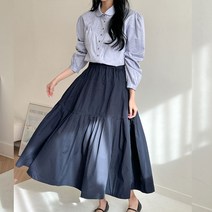 오가든 코튼 티어드 롱스커트 캉캉롱스커트 빅사이즈스커트 국내생산 자체제작