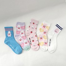토끼 양말 크루 삭스 봄 중목 여성 학생 데일리 사계절