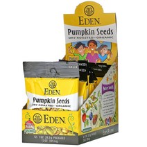 Eden Foods 포켓 스낵 유기농 호박씨 기름 없이 볶은 제품 12팩 팩당 28.3g(1oz)