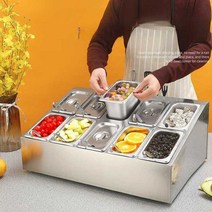 소분용기 스테인레스 식당 조미료 소스 선반 반찬통, 8칸 스텐 용기