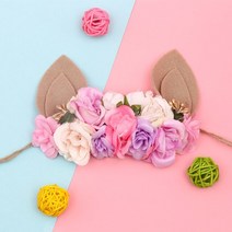 종이화관 페이퍼화관 꽃화관 2023 새 매장 꽃과 함께 50 화관 꼬기 머리 전세계 여행 헤어 액세서리 사진 소품 결혼식, 어두운 갈색