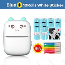 미니 귀여운 휴대용 열전사 포토 프린터 블루투스 4.0 203DPI 무선 모바일 Deberes Chuleta Cumpleanos Regalo, BL add 10Sticker_CHINA