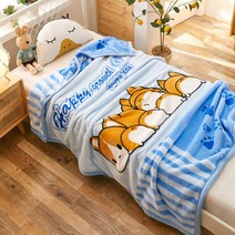 2단 보온 라셸 겨울 두꺼운 덮개 이불 양털담요, C02-015웰시코기 블루, T06-200x230cm(두겹두꺼운 7근