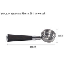 EXPOBAR-E61 포터필터 커피 머신 단단한 목재 바텀리스 핸들 58MM 범용 바텀리스 그룹 헤드 마호가니, 06 E61-A3
