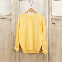 파스텔 라운드넥 긴팔 니트 티셔츠