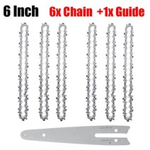 소형 전기톱 충전 체인톱 전동톱 체인 가이드 체인 로깅 액세서리 교체에 사용되는 가이드, 7pcs 6inch 세트
