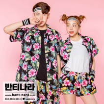 알로하남방 블랙세트 알로하 비치바지 패턴남방