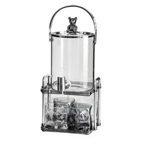 마개 스탠드 및 컵이 있는 유리 음료 디스펜서, 분명한, 30cmx16cmx19.5cm, 유리 및 금속