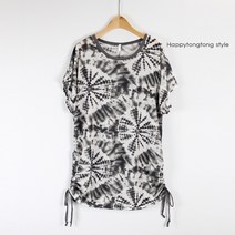 해피통통 써클 물나염 나그랑 쿨 티셔츠 여성 빅사이즈 반팔 티셔츠