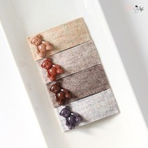 도도앤뉴 유아동 여아 다크 곰돌이 사각 네모 똑딱핀 머리핀 헤어핀