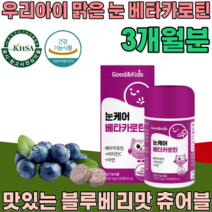 식약처 인증 우리아이 눈 케어 베타카로틴 베타가로틴 비타민 C 아연 베타카로킨 키즈 쥬니어 어린이 미취학 아동 맛 있는 씹어먹는 블루베리 건강 기능 식품 영양 보충 제 파는곳 추천, 1