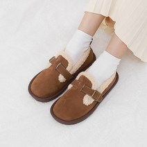 스웨이드 뽀글이퍼 버클 스트랩 단화(2.5cm/기모안감) 11363