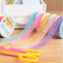 CAILOOM 마테 컬러 레이스 마스킹 색깔 테이프 다이어리 꾸미기 다꾸 제작, 1P, 흰색