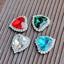 24-25mm하트 비딩용 캡보석, 백금도금, 에메랄드